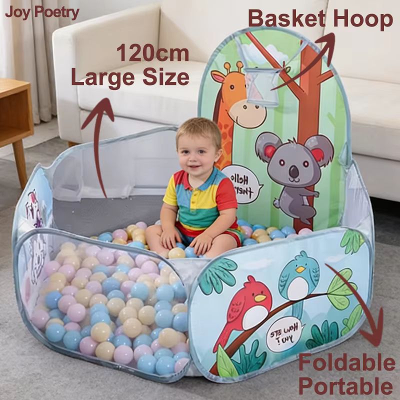 Piscine à balles pour enfants, 120cm, avec cerceau de basket-ball, parc Portable pliable pour enfants, tente de jeu, jouet éducatif de Sport pour bébé