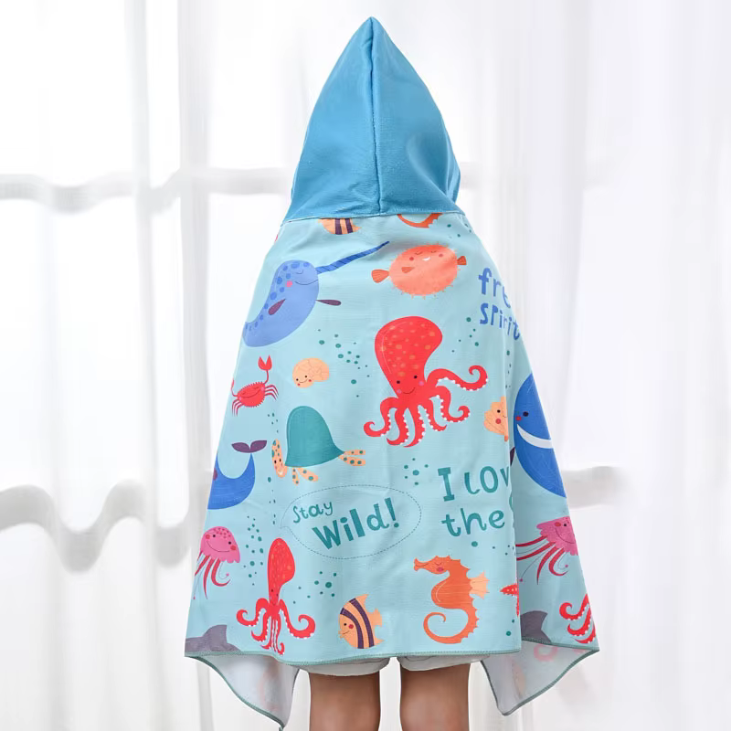 Serviettes de bain à capuche imprimées pour enfants