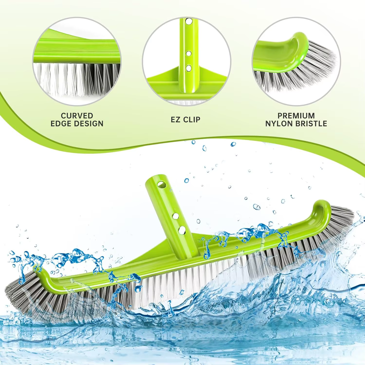 Tête de brosse de piscine à bords incurvés de 17