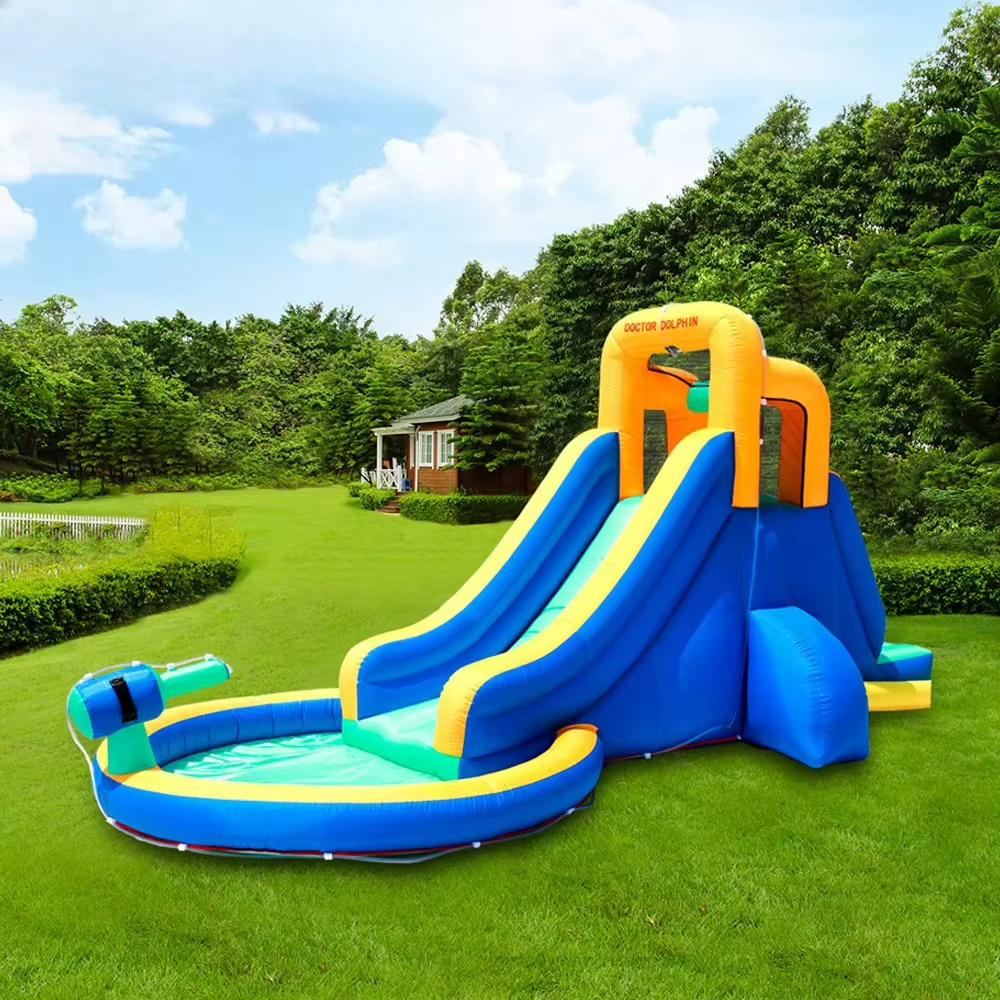 Fabricant nouveau Design bleu avec toboggan aquatique Combo piscine à balles aire de jeux château de rebond