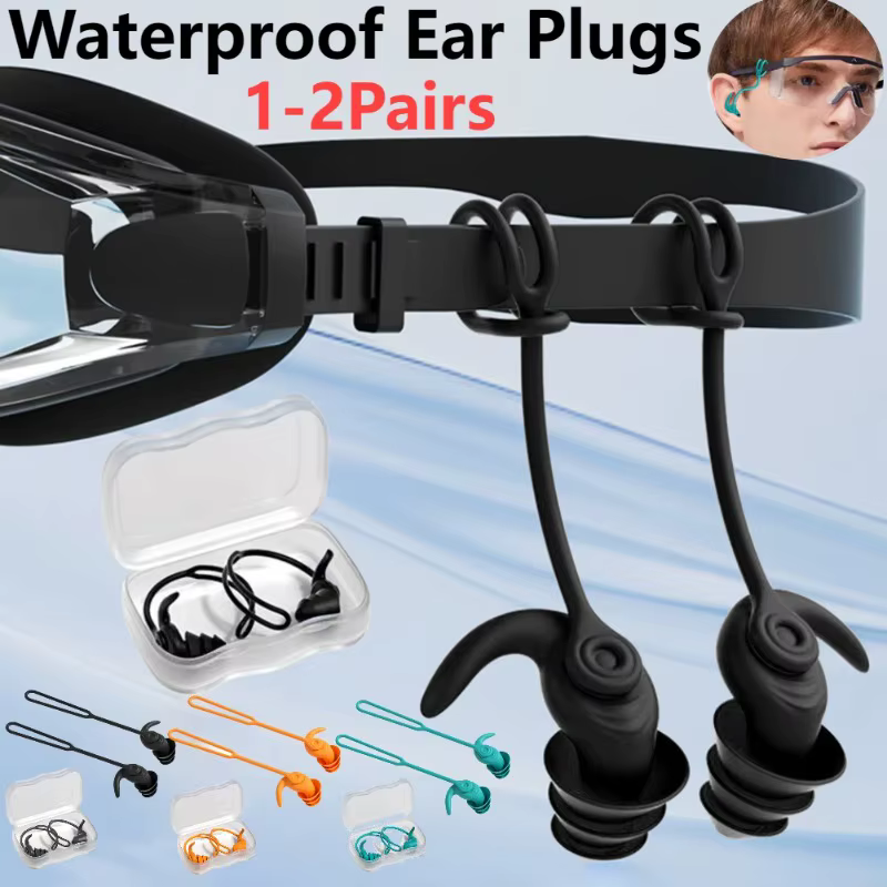 1 paire/2 paires bouchons d'oreille de natation Silicone étanche Anti-bruit accessoires de piscine
