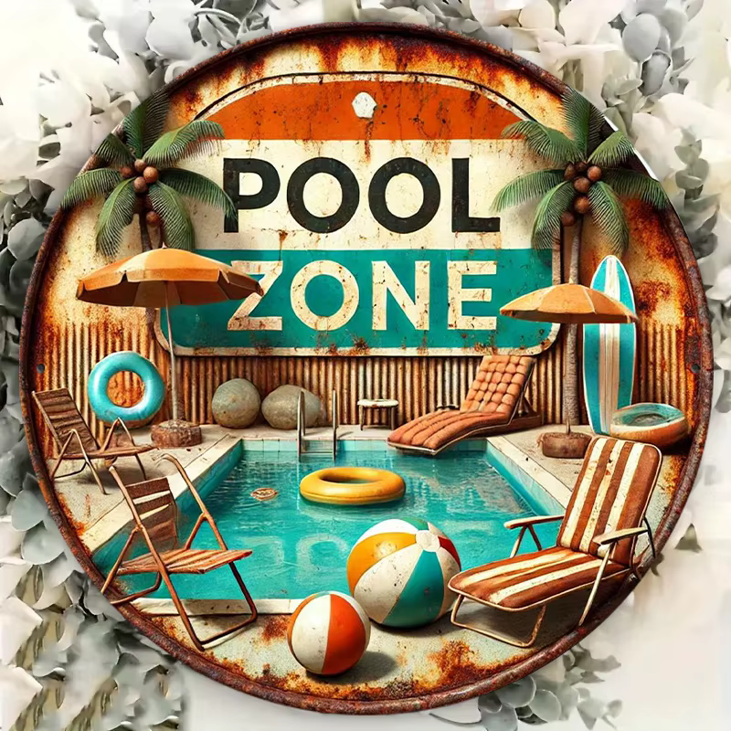 Panneau métallique rétro pour piscine