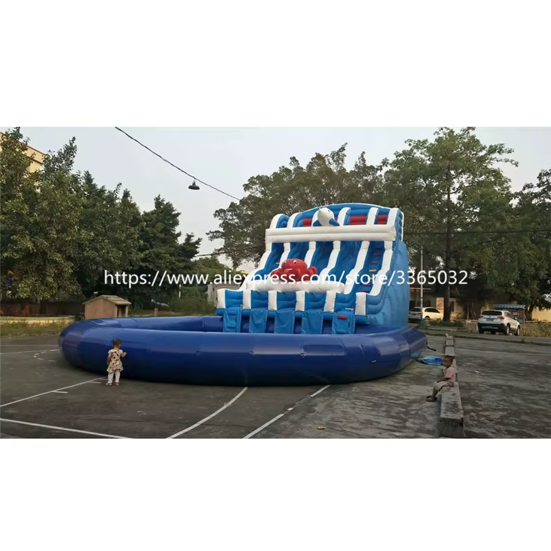 Glissière d'eau gonflable commerciale pour enfants et adultes, piscine