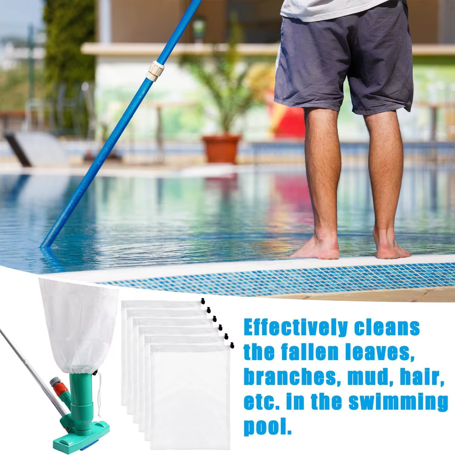 6 sacs de nettoyage de piscine à mailles fines