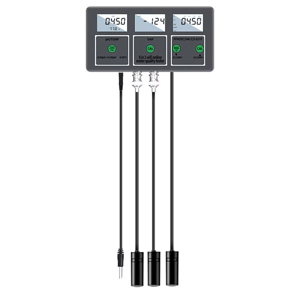 Vente au détail! Testeur de qualité de l'eau 8 en 1pH/ORP/EC/TDS/SALT/S.G/CF/Tempé