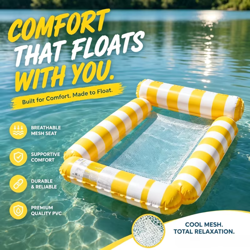 Hamac flottant gonflable d'été compact pour piscine