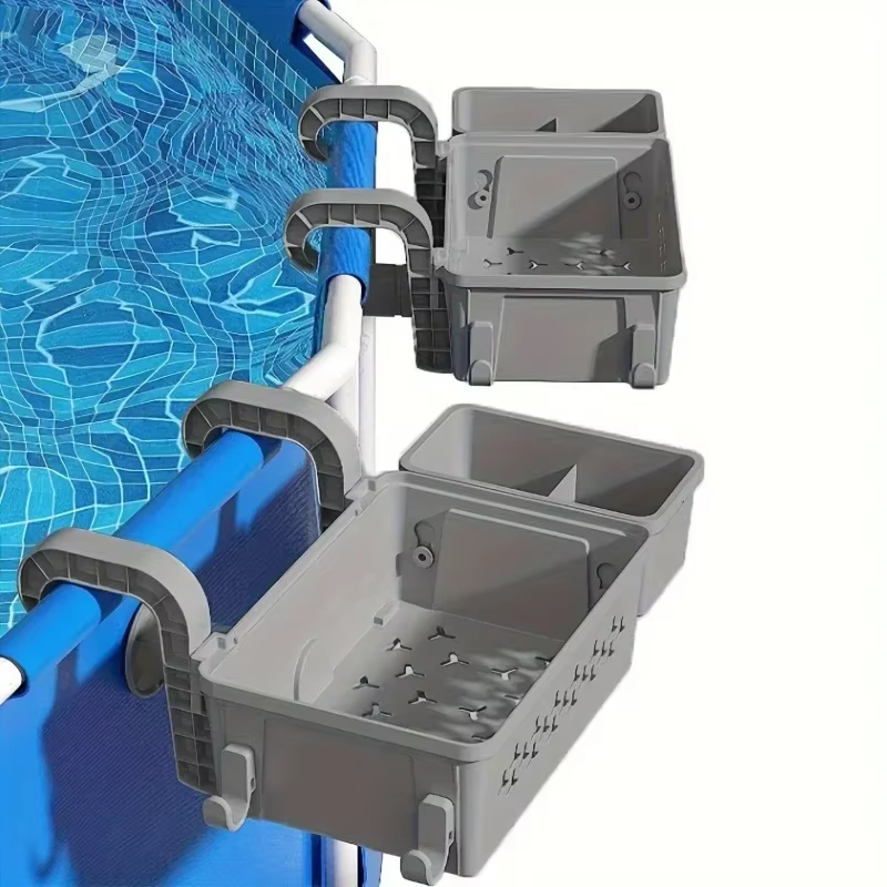 1 panier de rangement portable pour piscine avec porte-gobelet pour piscines hors sol