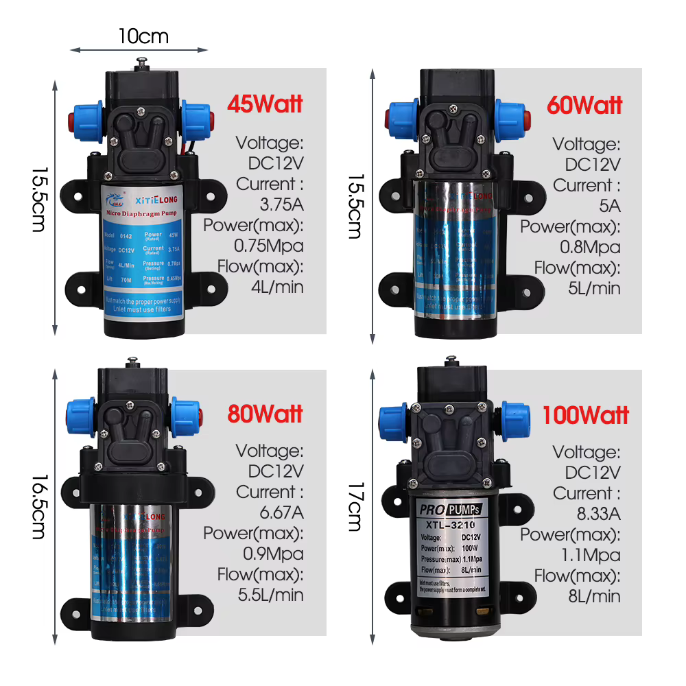 Pompe auto-amorçante 45W 60W 80W 100W avec kit de tuyau de filtre d'alimentation 110-240V