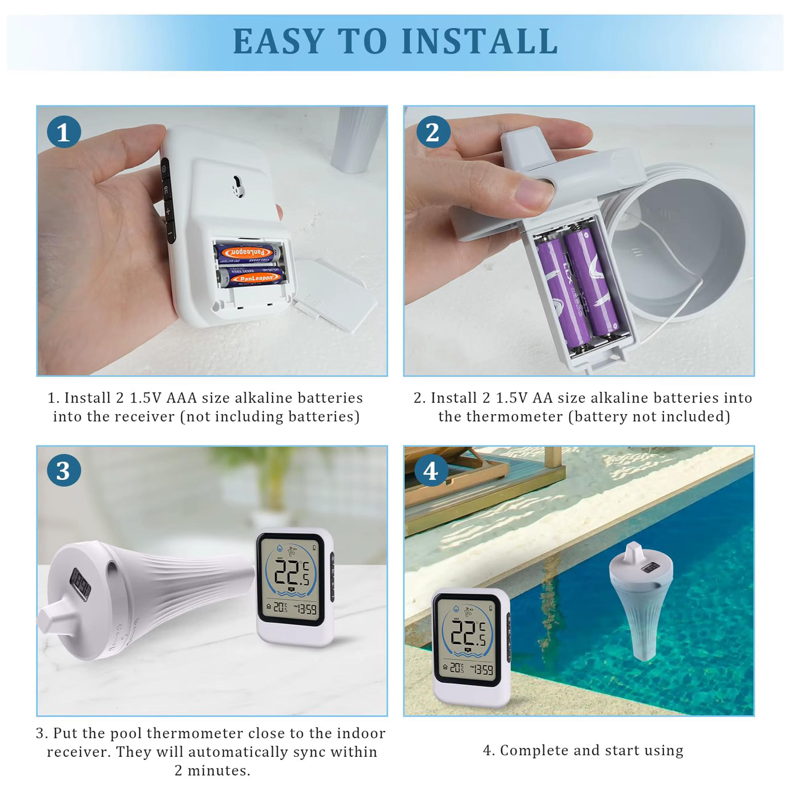 Thermomètre de piscine avec capteur de température pour piscine