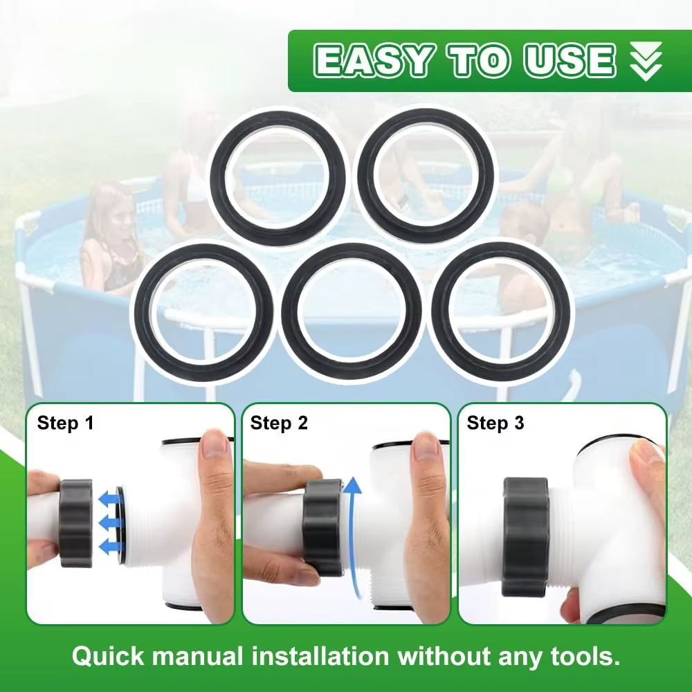 Lot de 5 joints plats en forme de L pour raccords en T de piscine de 1