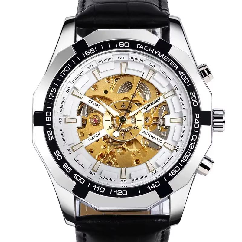 Montre pour homme, montre mécanique entièrement automatique de luxe légère, montre de mode masculine en acier inoxydable, montres-bracelets