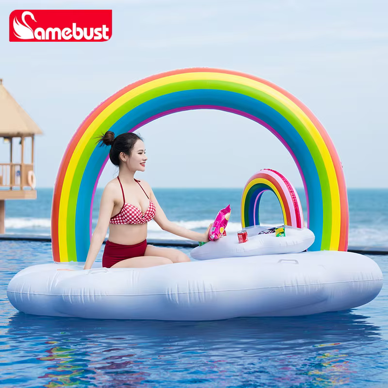 Camebust Bouée Gonflable Arc-en-ciel Flottant pour Piscine, Décoration de Fête