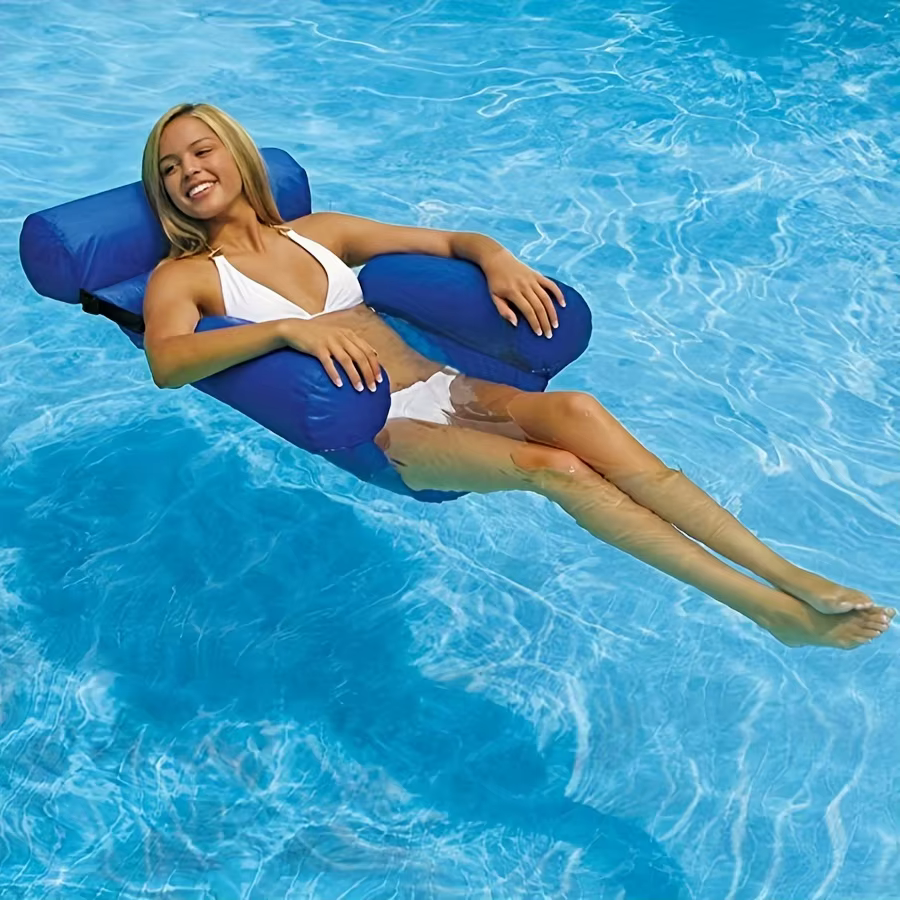 Chaise longue gonflable de luxe en PVC durable - Canapé-lit flottant pliable et portable pour piscine