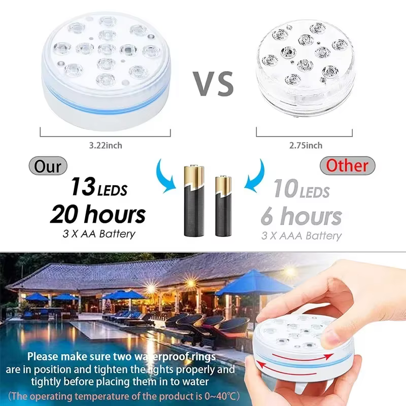 Lumière de piscine 13LED télécommande RGB