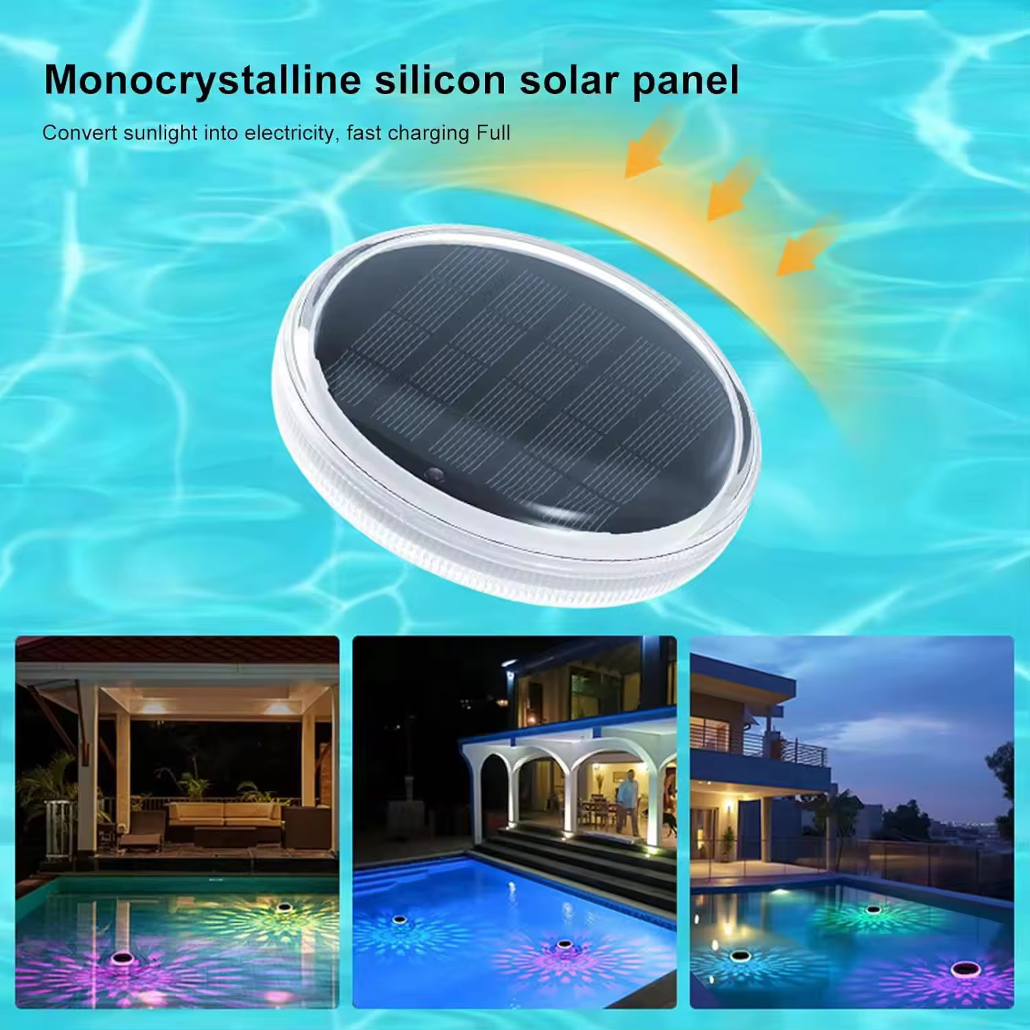 Lumières solaires flottantes pour piscine