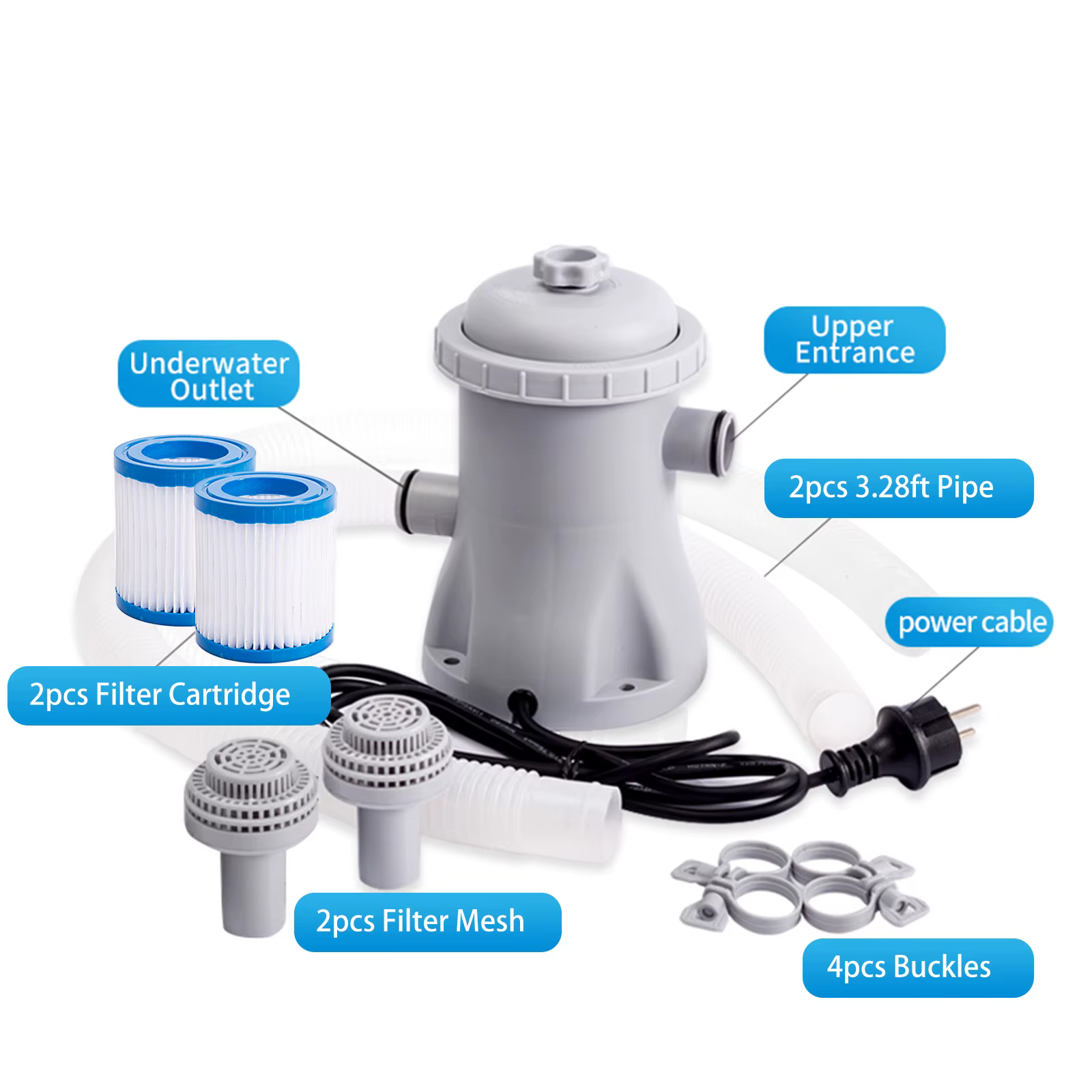Pompe à eau électrique pour pataugeoire avec 2 cartouches filtrantes