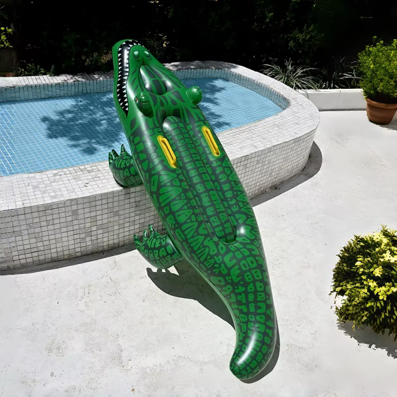 1PC Flotteur gonflable crocodile à chevaucher avec poignées