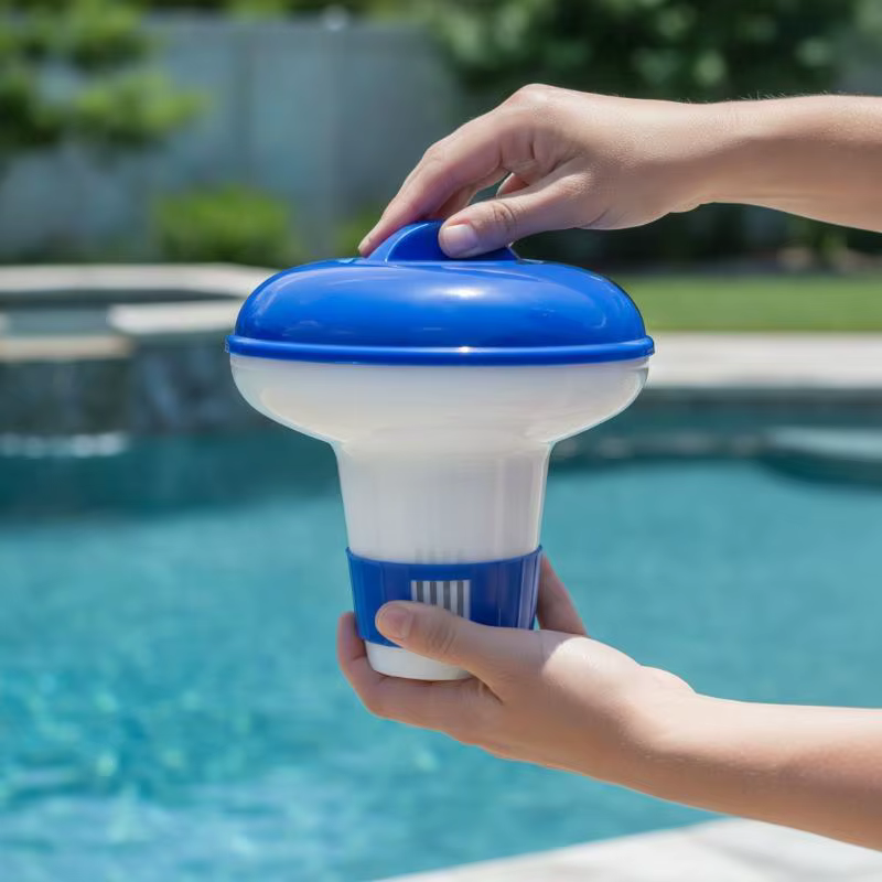 Distributeur de chlore flottant pour piscine de 5 pouces avec aérations réglables et couvercle anti-fuite pour piscines