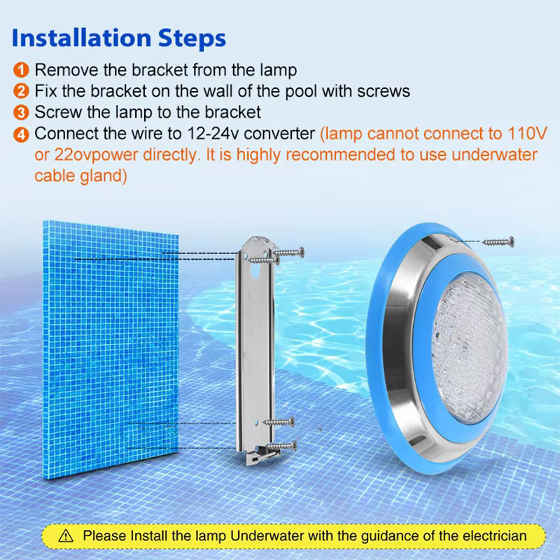 Lampes de piscine en acier inoxydable RGB 12V 12W 18W 25W 35W 45W