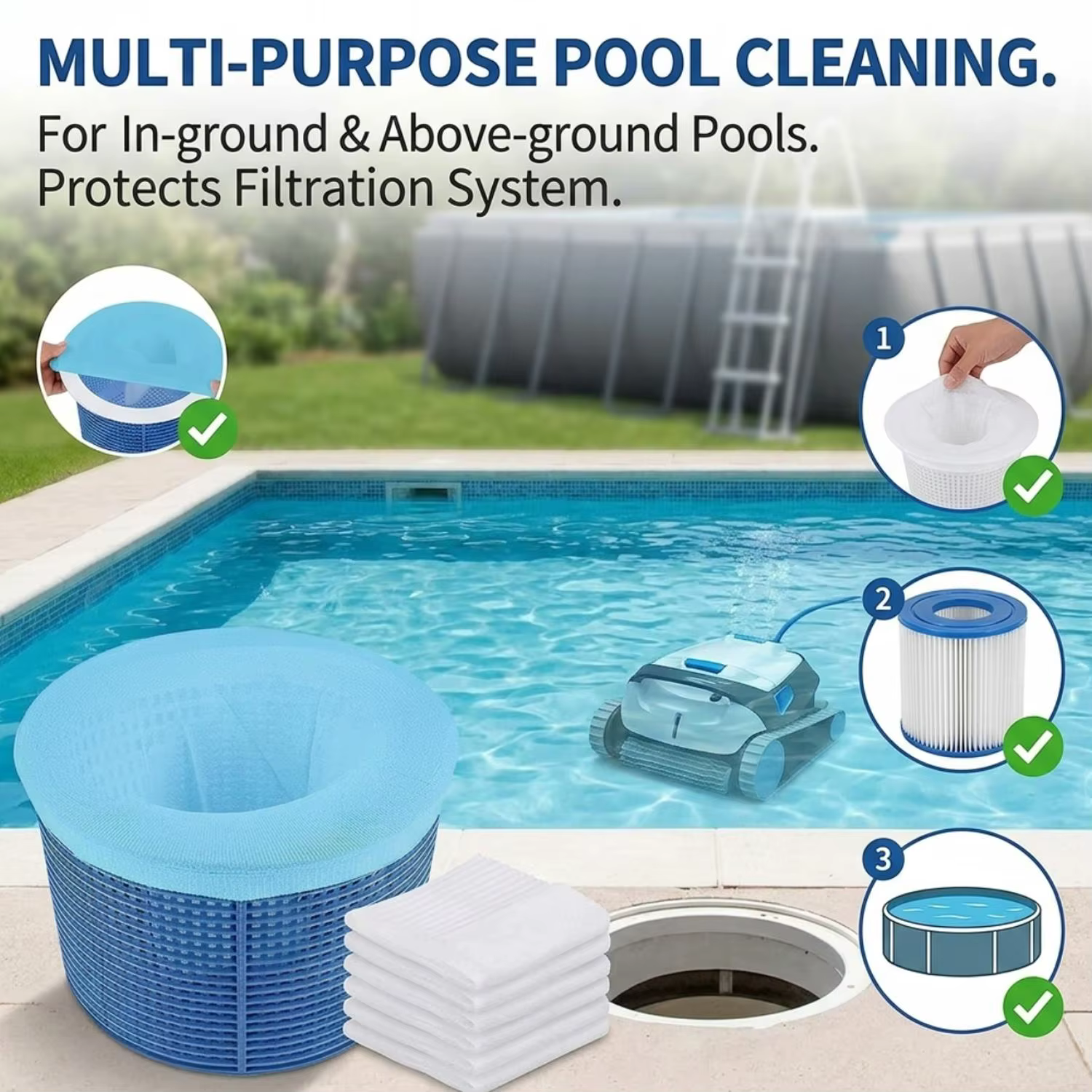 Sac filtrant élastique pour piscine