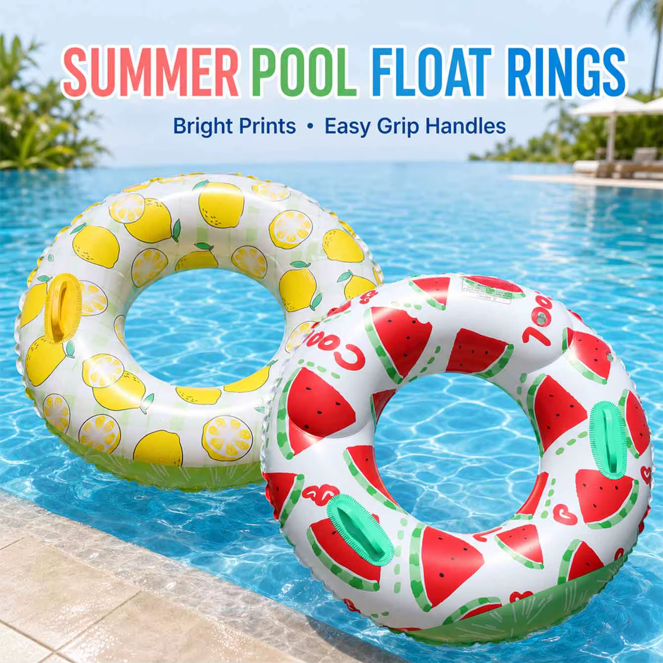 1PC Bouée de natation gonflable en PVC à imprimé citron pour l'été