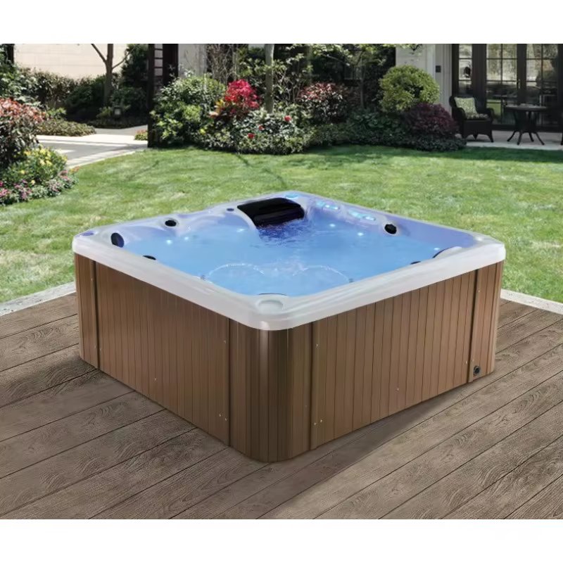 Bain à remous rectangulaire moderne en acrylique blanc pour l'extérieur