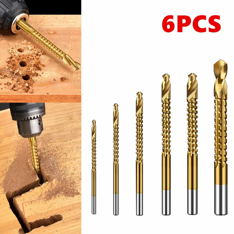 6 pièces HSS4241 acier rapide plaqué titane, foret de scie à castor. Bois, cloisons sèches, plastique, même métal. Prenez n'importe quelle façonne votre ha