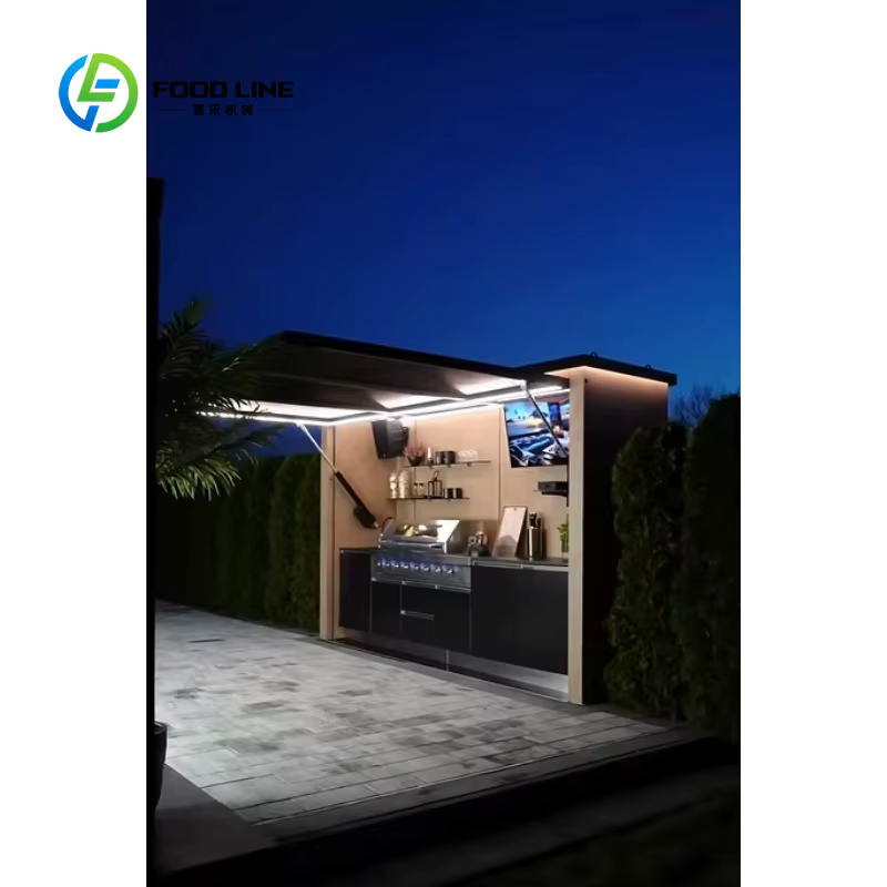Cuisine extérieure modulaire portable moderne personnalisée avec évier pour terrasse, idéale pour les loisirs en cour et la restauration en plein air