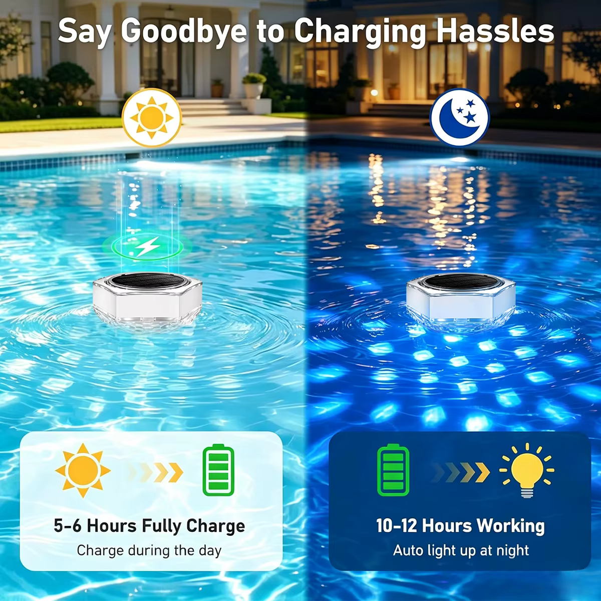 Lampes solaires flottantes pour piscine
