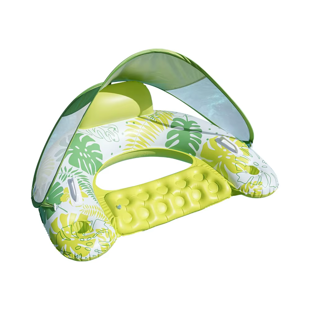 Chaise longue flottante en forme de U avec pare-soleil