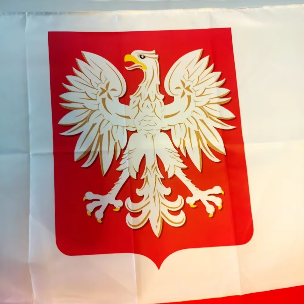 Drapeau national Pologne Eagle 90x150cm - Blanc et rouge, polyester de qualité supérieure, idéal pour la décoration extérieure, les événements de l'UE et les présentoirs patriotiques