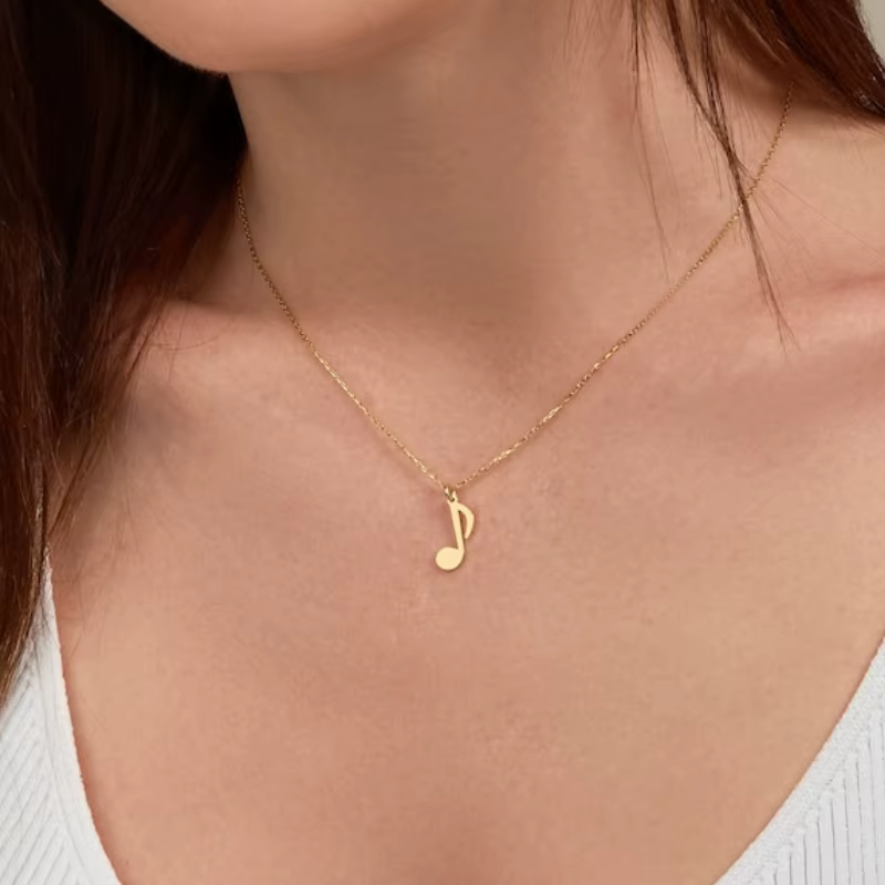 Collier avec pendentif note de musique, chaîne en acier inoxydable, symbole musical, cadeau pour femme et homme, bijoux en acier inoxydable, vente en gros, nouveauté