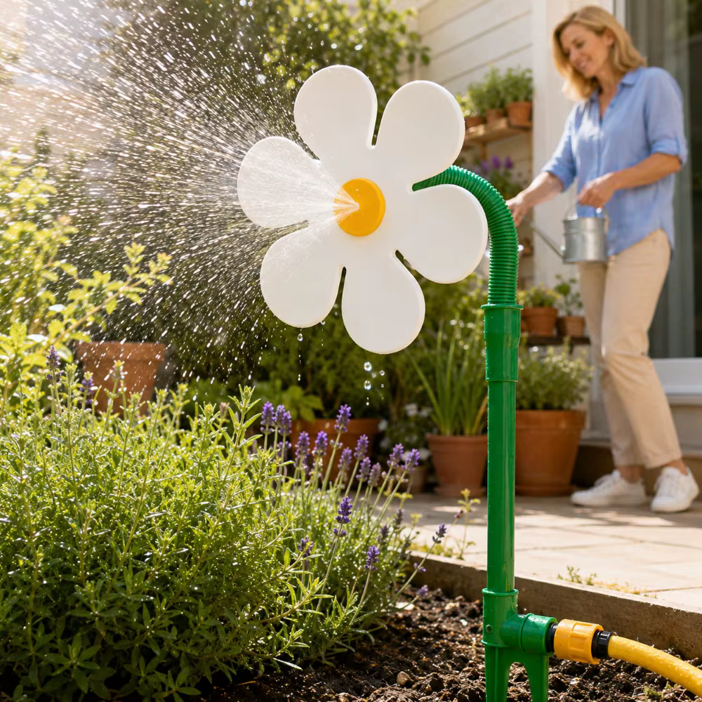 Arroseur de jardin en forme de tournesol dansant, pulvérisation d'eau rotative à 360° avec connecteur de tuyau pour l'arrosage des pelouses, des jardins, des patios et des plantes