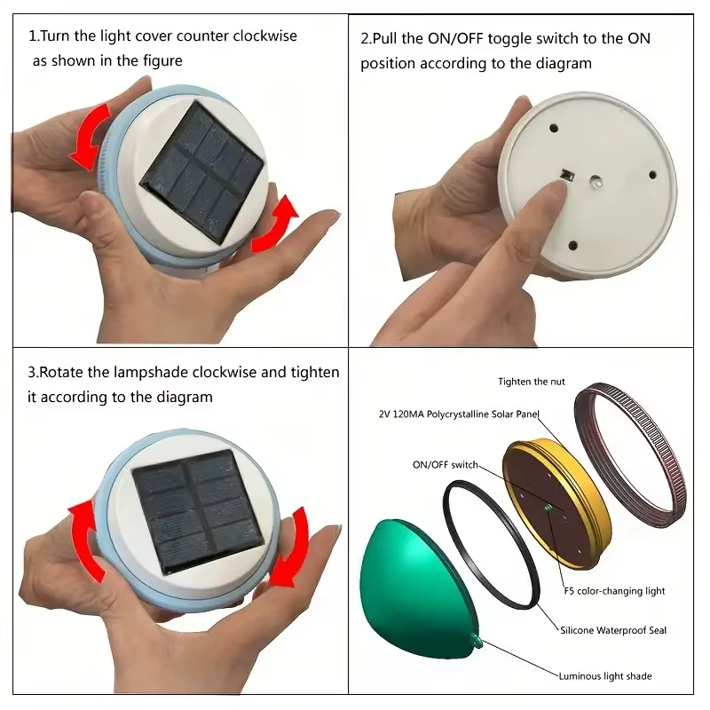 Lumière solaire flottante pour piscine