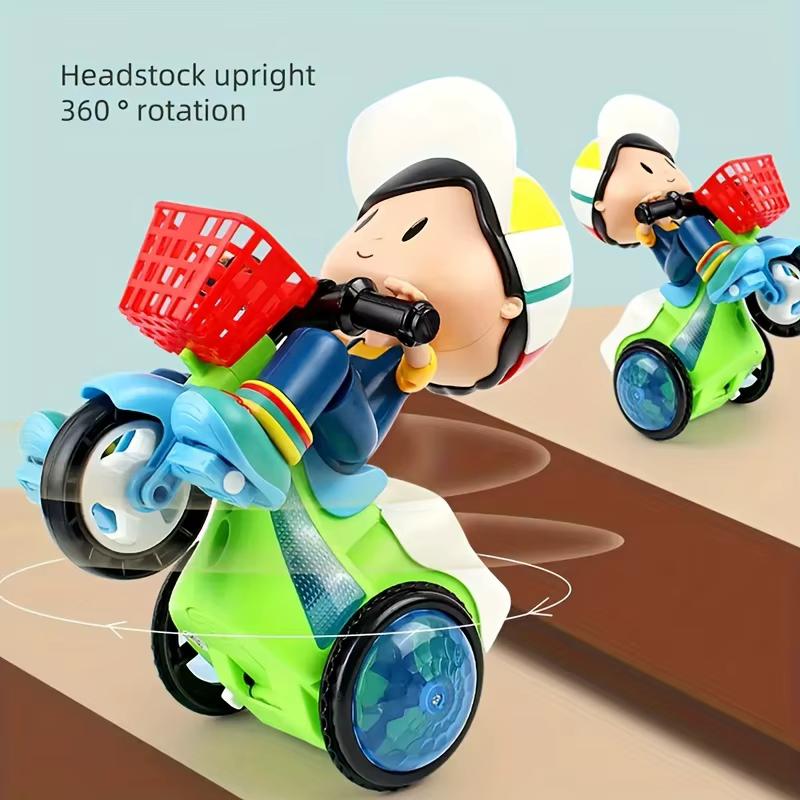 Jouets Robot pour enfants, voiture de cascade rotative, Tricycle électrique dansant, moto, jouet de dessin animé, jouet interactif avec lumière musicale