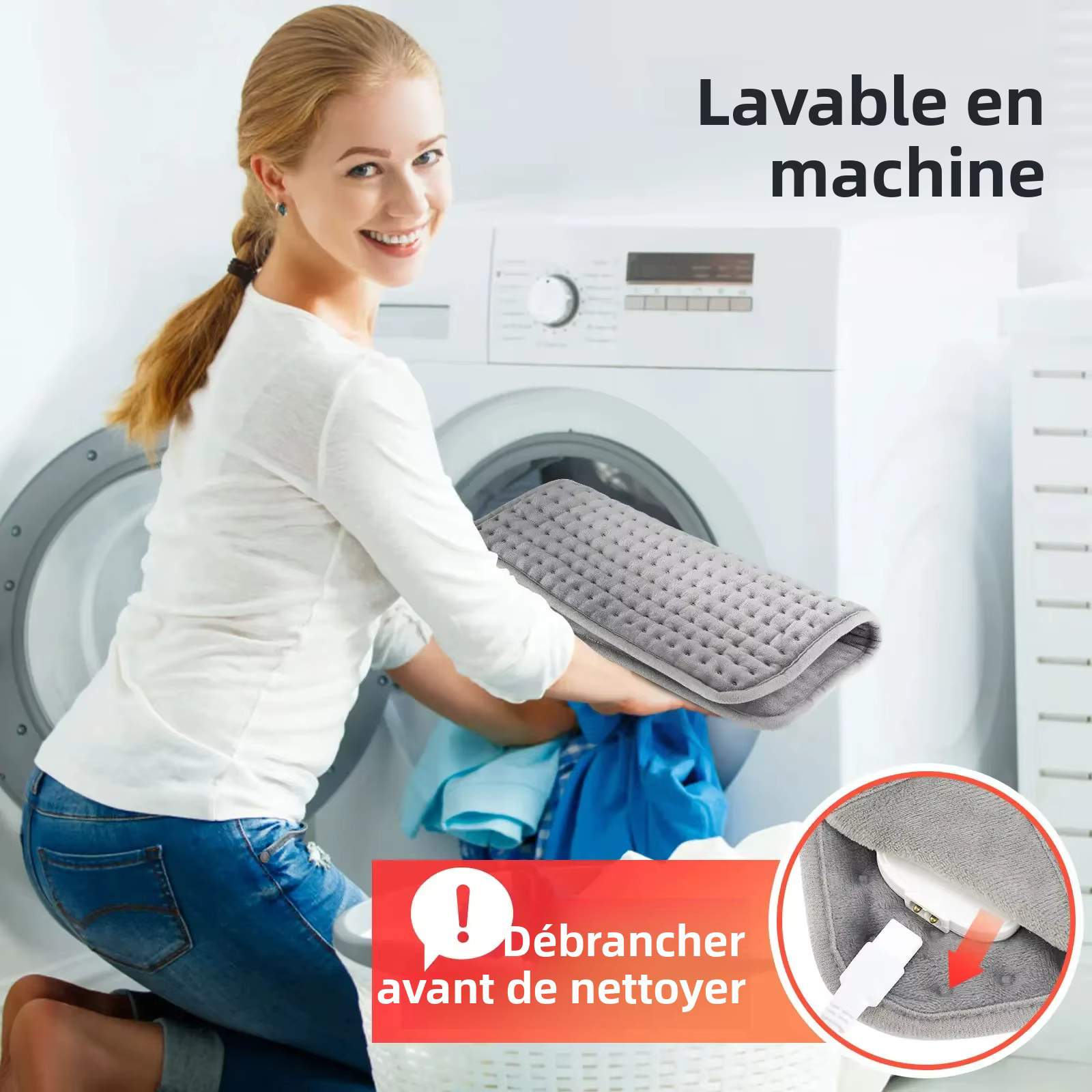 Tapis Chauffe-Pieds Électrique, 9 Niveaux de Chaleur et 4 Minuteries, Coussin Doux Lavable et Pliable pour Sous le Bureau, Maison et Hiver