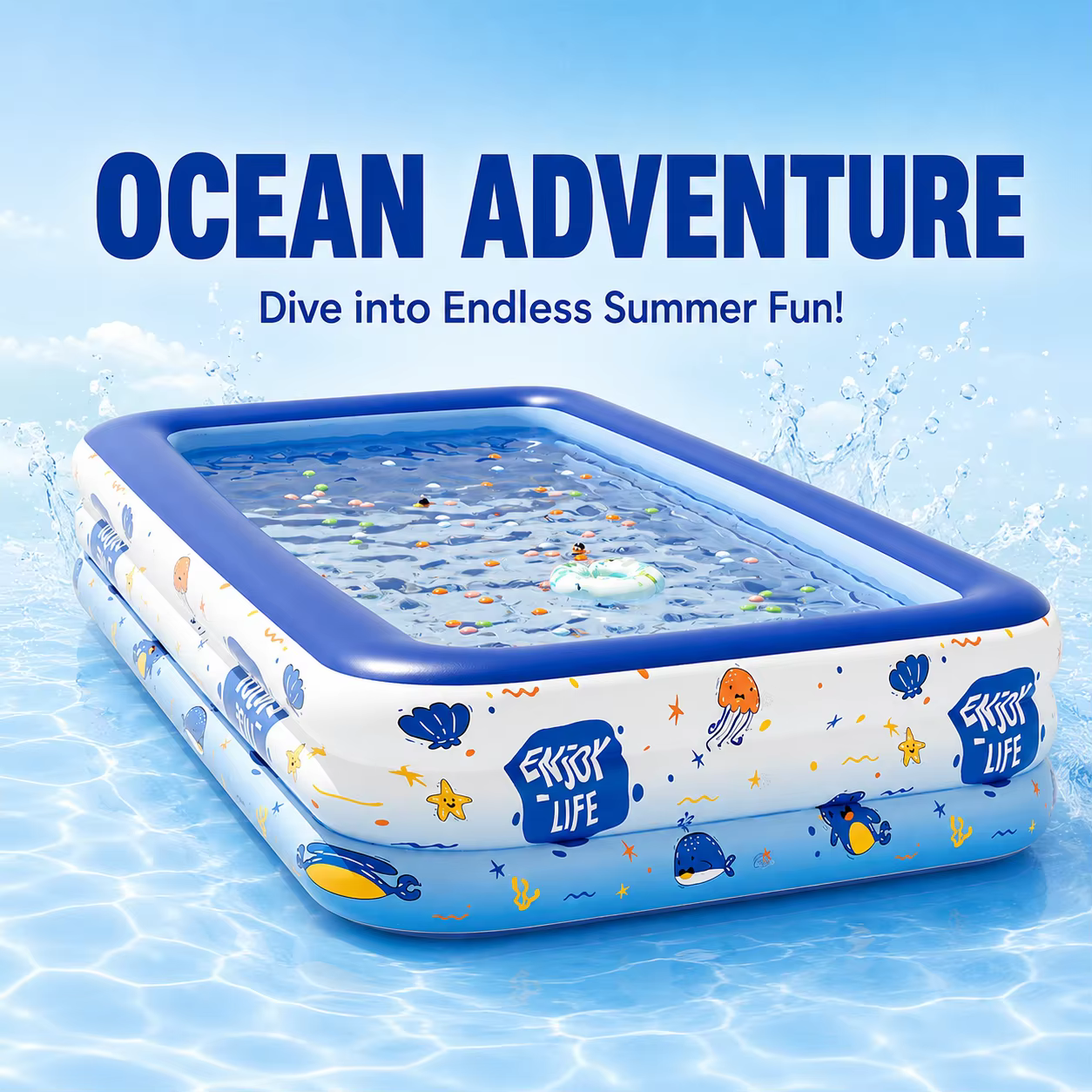Piscine gonflable familiale bleue