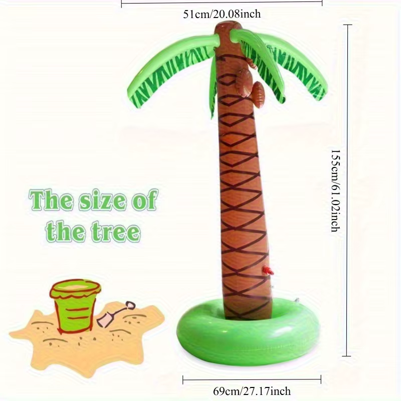 Arroseur gonflable palmier d'été 1,5 m+ de hauteur, jouet aquatique extérieur pour enfants, idéal pour les fêtes au bord de la piscine et les barbecues en été