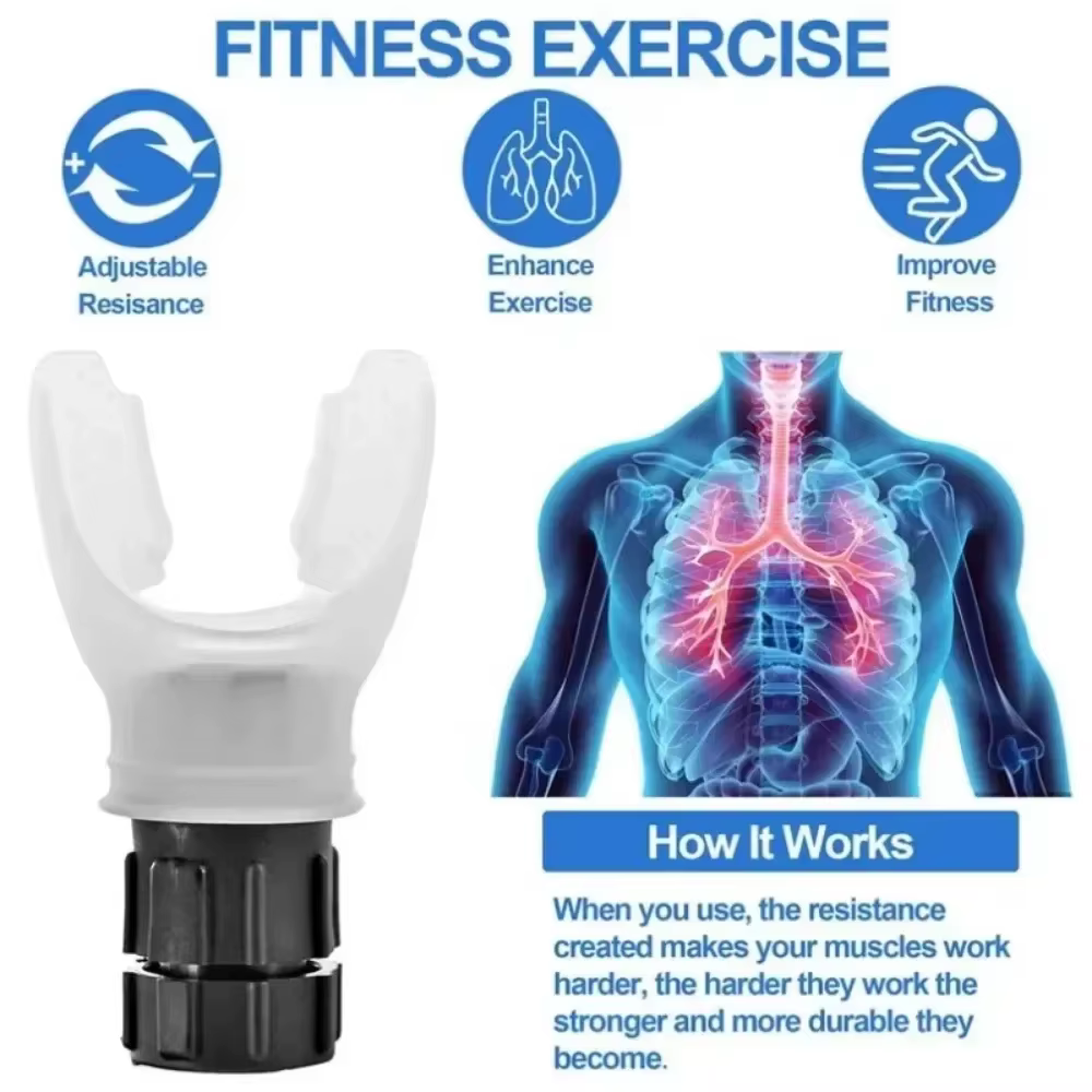 Appareil Portable d'Exercice Respiratoire pour Poumons, Appareil d'Entraînement d'Endurance avec Résistances Réglables