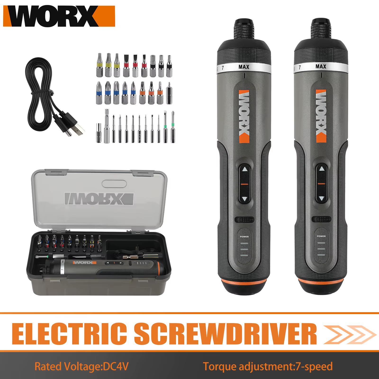 Worx 4V jeu de tournevis électriques WX242 Portable intelligent sans fil tournevis électrique Mini perceuse électrique outil électrique de réparation à domicile