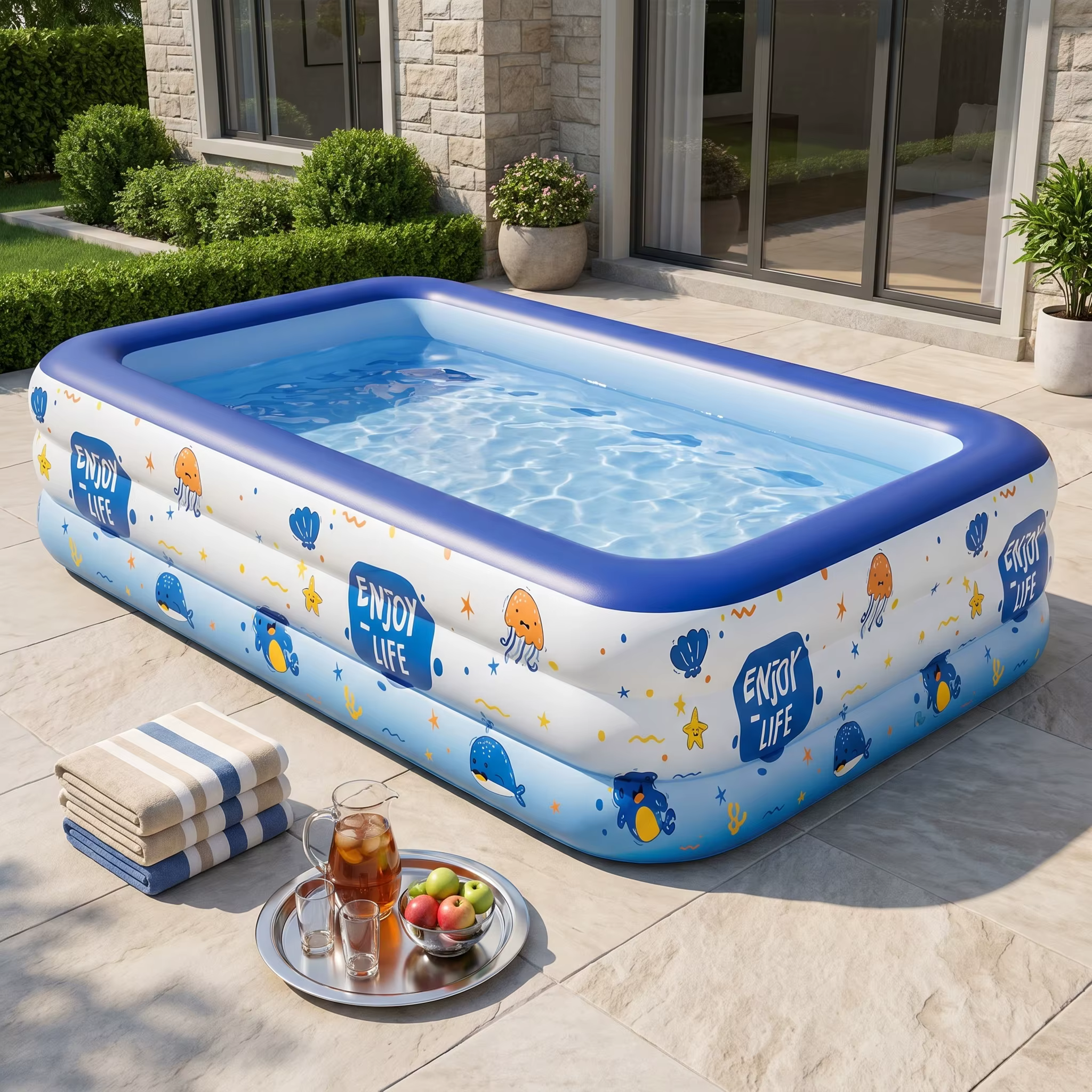 Piscine gonflable familiale bleue