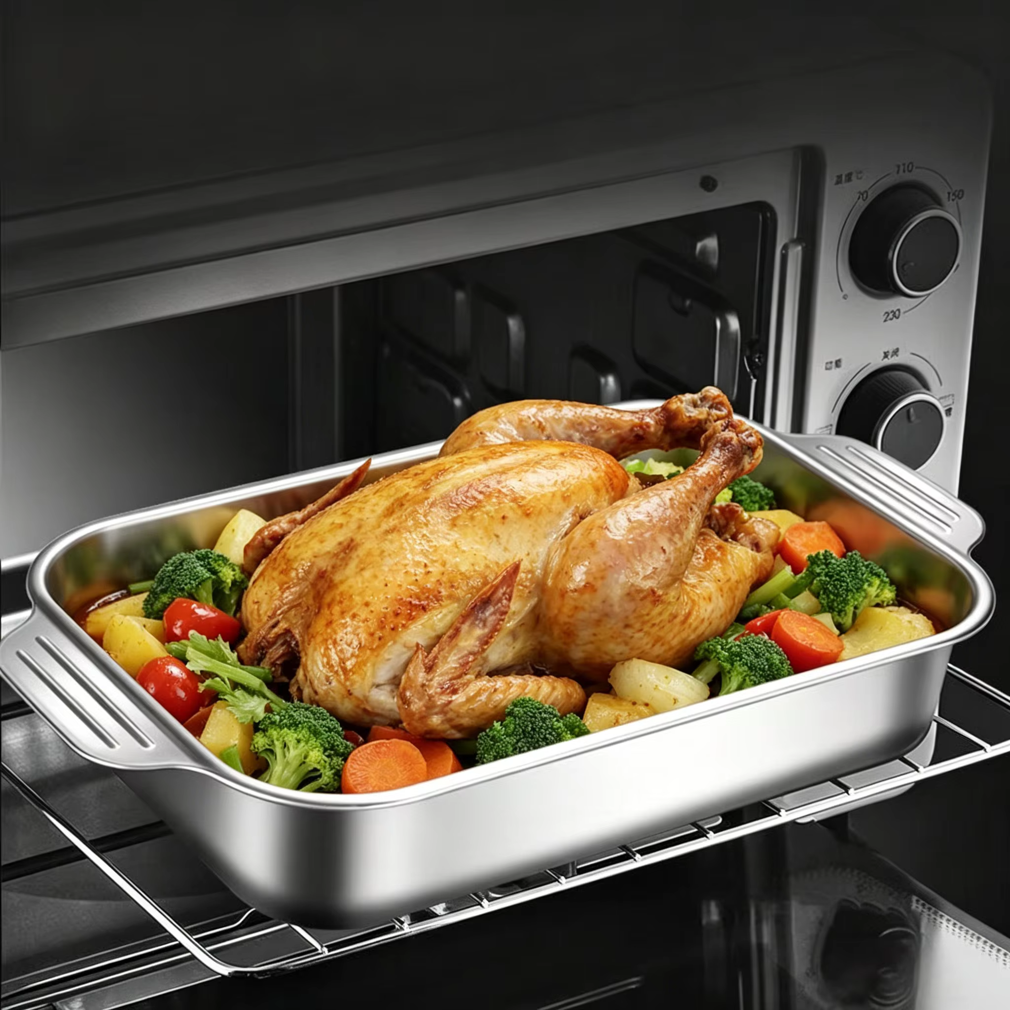 Plaque de cuisson plate en acier inoxydable de 16