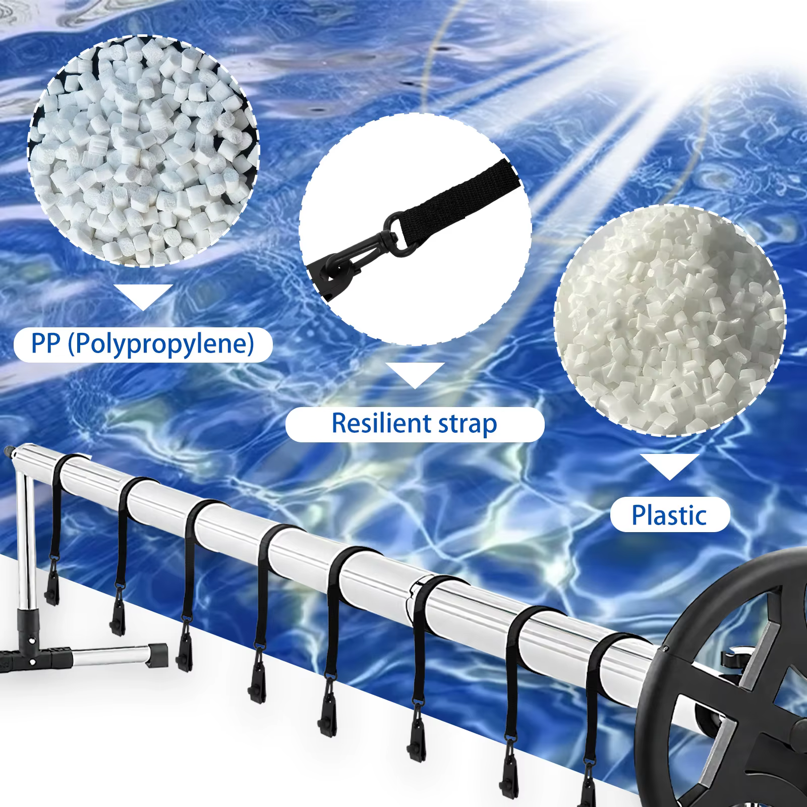 24 pièces/ensemble piscine couverture solaire bobine fixation réglable forte poignée
