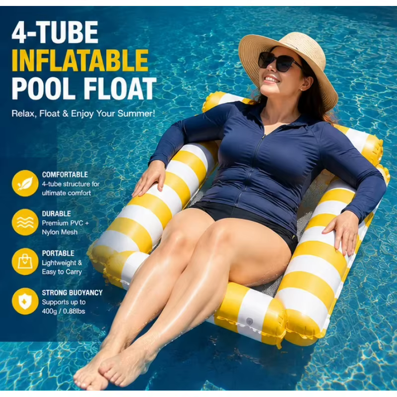 Hamac flottant gonflable d'été compact pour piscine