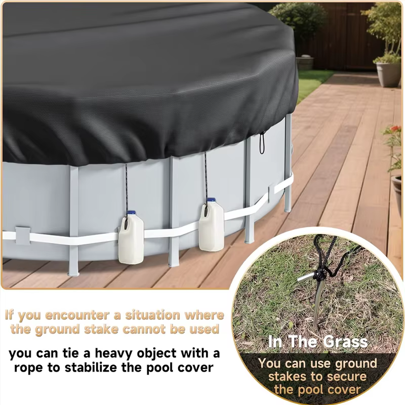 Couverture de piscine ronde universelle 210D compatible avec les piscines hors sol gonflables Intex Bestway de 6/8/10/12/15 pieds