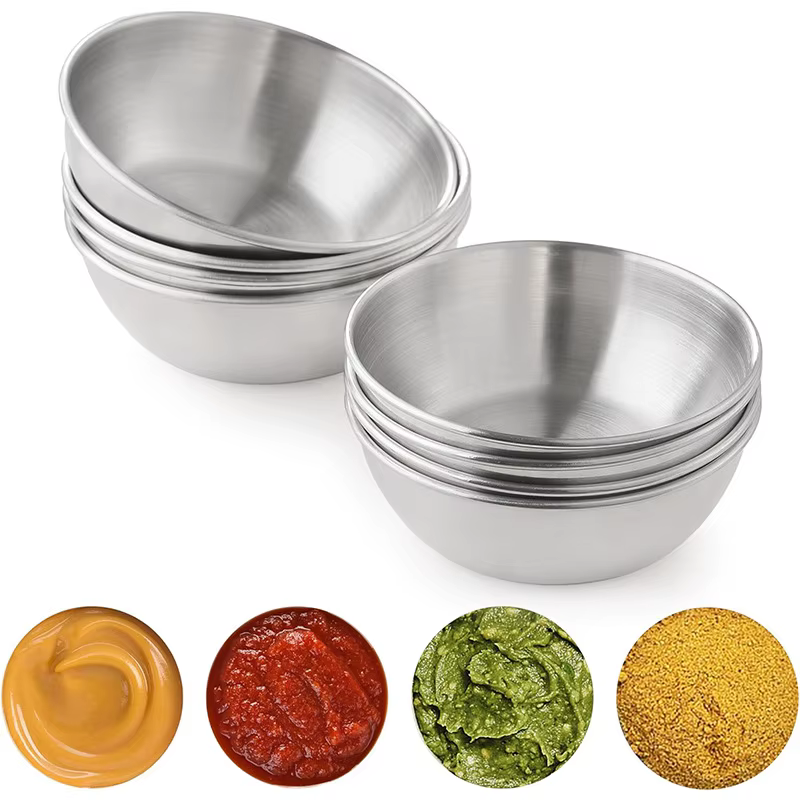 Plat à tremper plats à Sauce en acier inoxydable Mini soucoupes individuelles bol plats d'assaisonnement bol à tremper Sushi assiettes à apéritif
