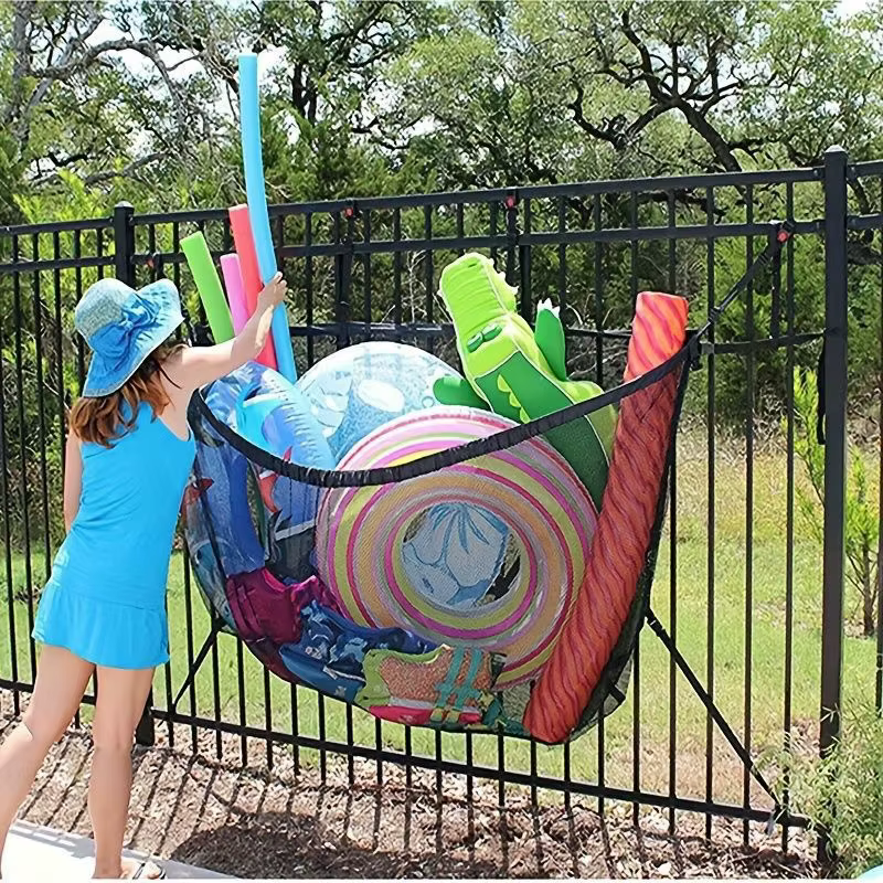 Sac de rangement en filet pour piscine extérieure