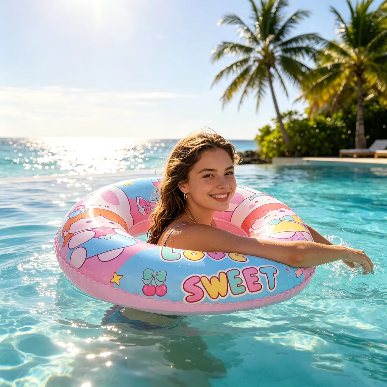 Bouée de bain gonflable mignonne à motif de dessin animé