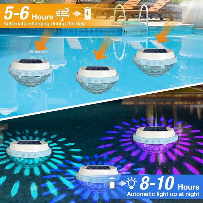 Éclairage solaire flottant pour piscine