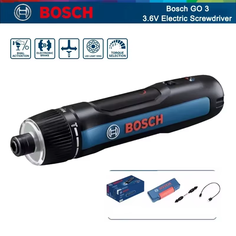 Tournevis électrique BOSCH Go 3, tournevis intelligent professionnel Bosch GO, perceuse à main rechargeable, outil électrique multifonction